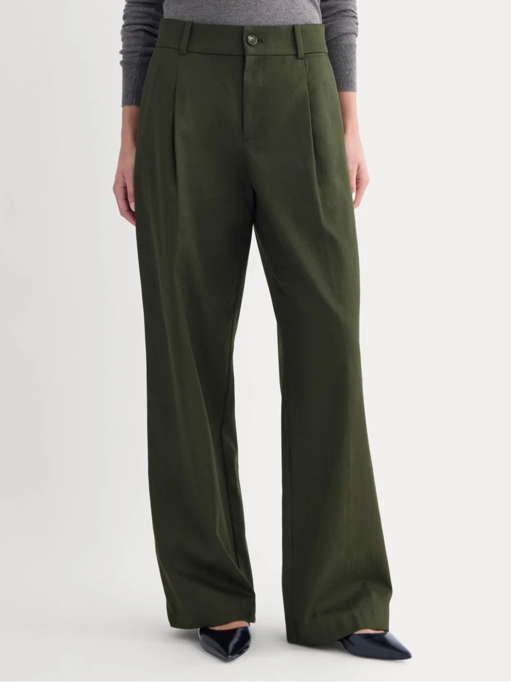 NEW Everlane WIDE-LEG TROUSER IN BUTTERSMOOTH Dark Green Sz 10 NWT